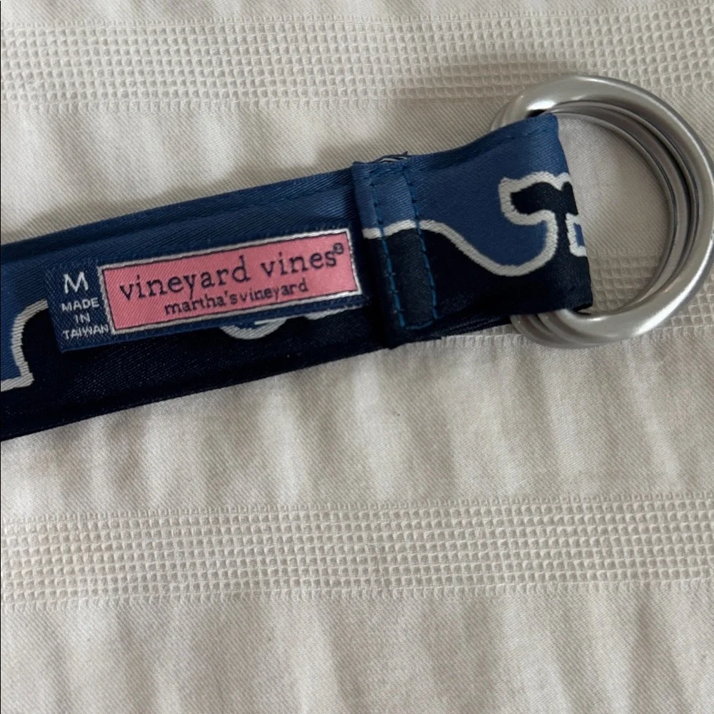 Vineyard Vines Navy Whale Belt with Silver Ring